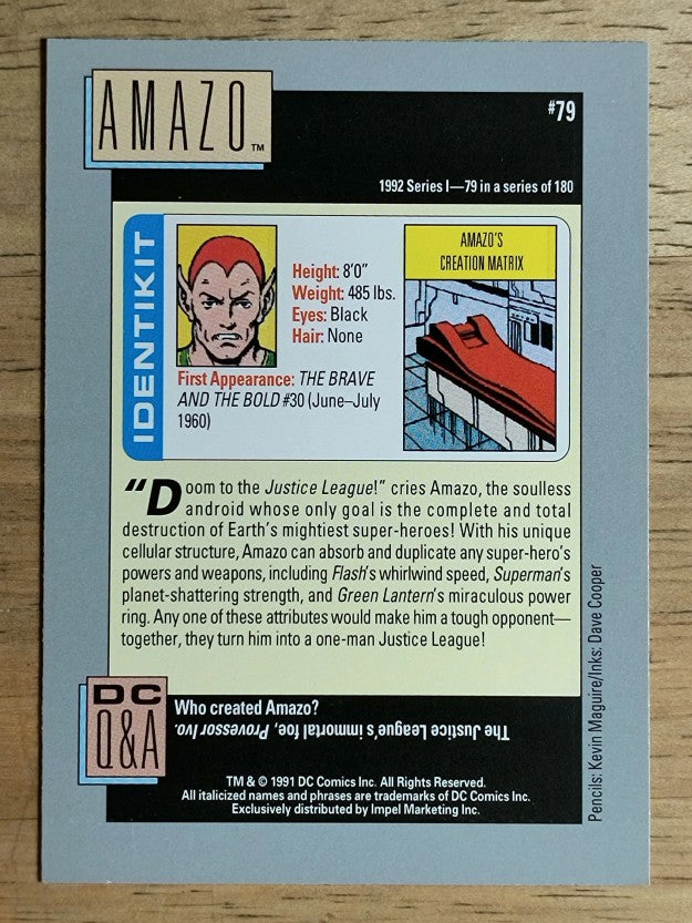 1992 Impel DC Comics Cosmic #79 Amazo's Creation Matrix