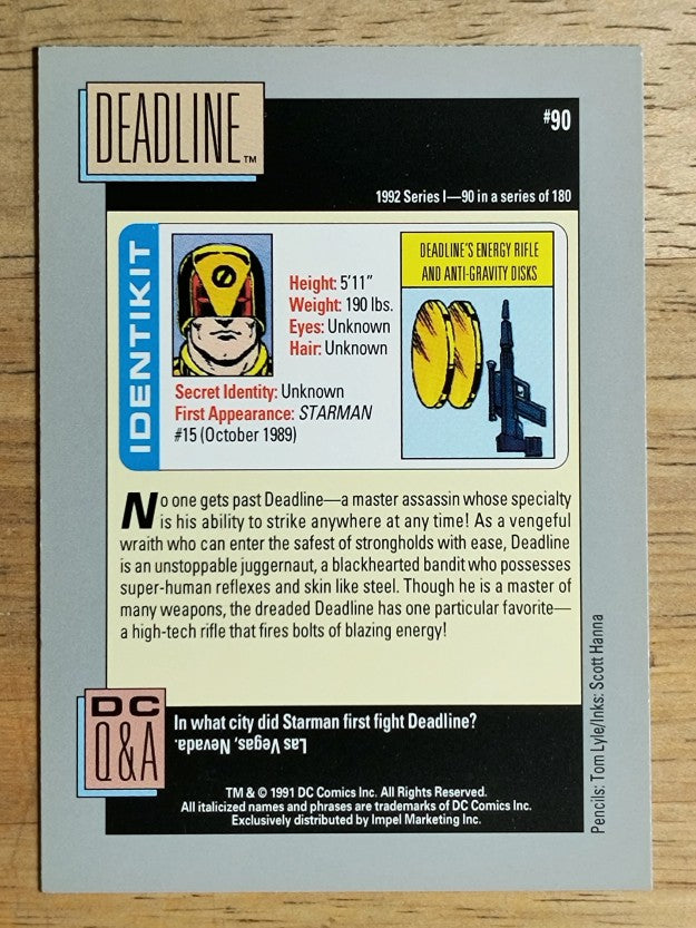 1992 Impel DC Comics Cosmic #90 Deadline's Energy Rifle