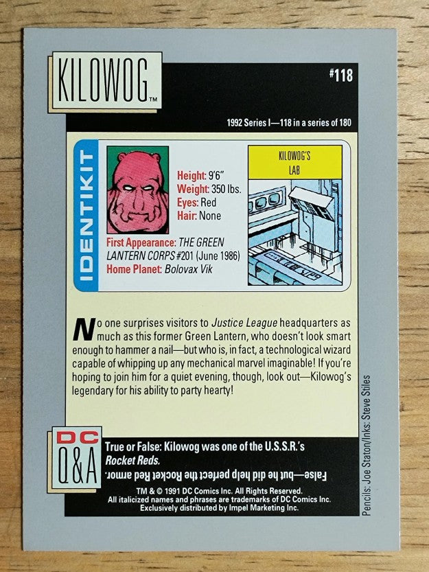 1992 Impel DC Comics Cosmic #118 Kilowog's Lab