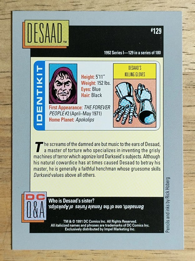 1992 Impel DC Comics Cosmic #129 Desaad's Killing Gloves