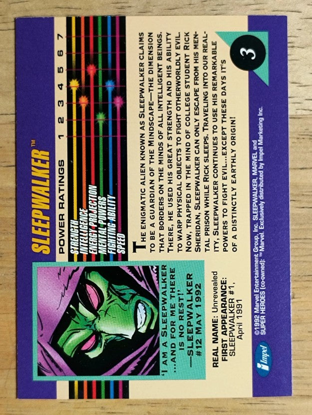 1992 Impel Marvel Universe III #3 Sleepwalker