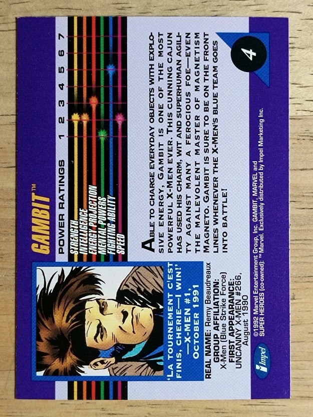 1992 Impel Marvel Universe III #4 Gambit