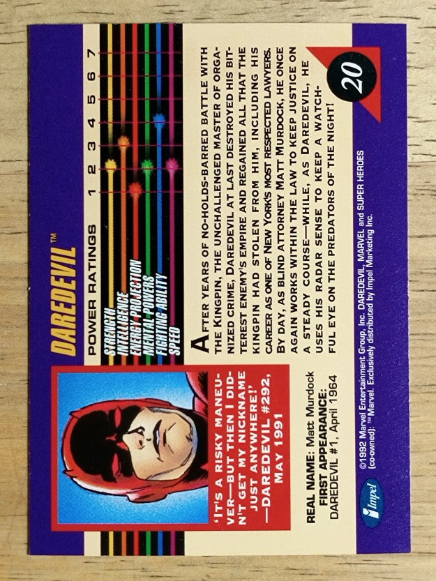1992 Impel Marvel Universe III #20 Daredevil