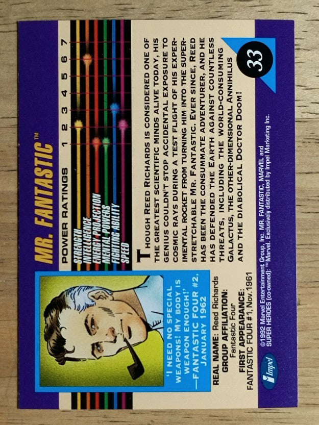 1992 Impel Marvel Universe III #33 Mr. Fantastic