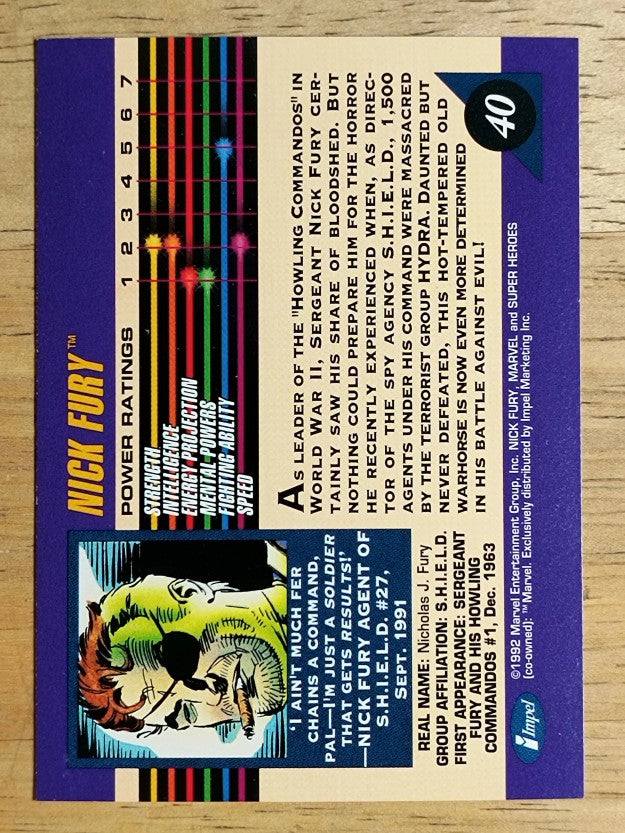 1992 Impel Marvel Universe III #40 Nick Fury