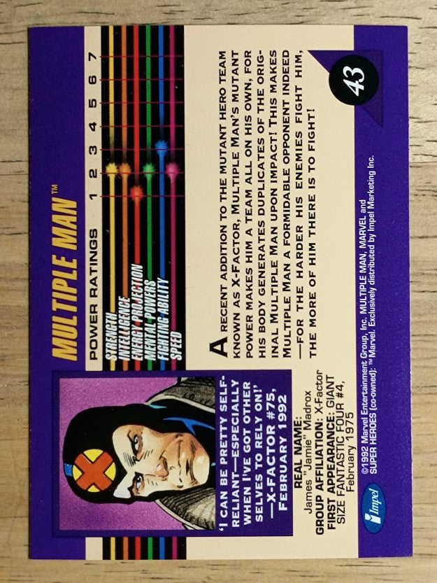 1992 Impel Marvel Universe III #43 Multiple Man