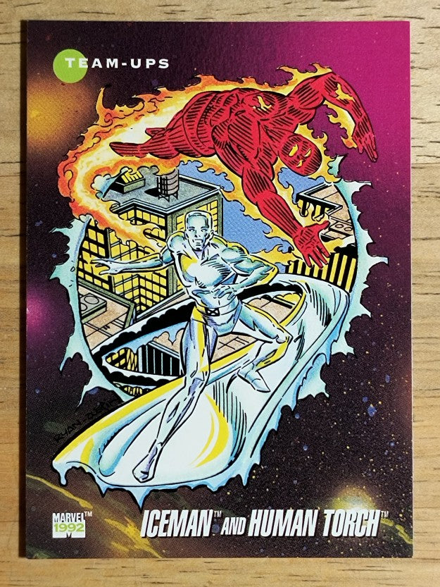 1992 Impel Marvel Universe III #82 Iceman/Human Torch