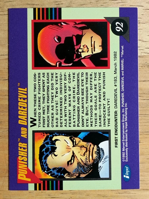 1992 Impel Marvel Universe III #92 Punisher/Daredevil