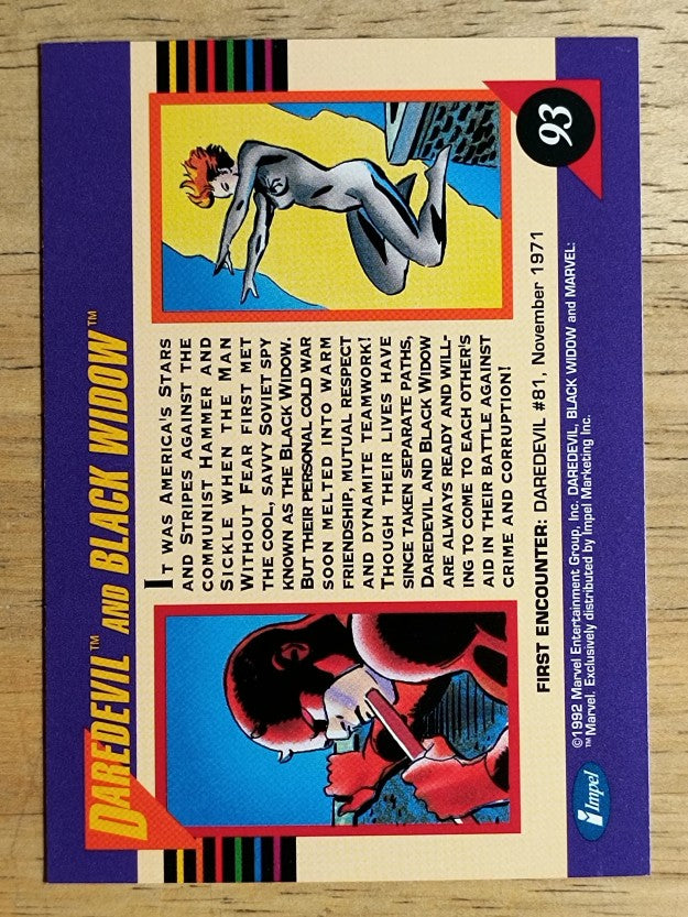1992 Impel Marvel Universe III #93 Daredevil/Black Widow