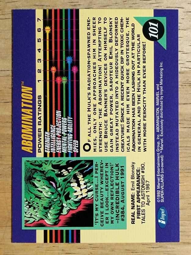 1992 Impel Marvel Universe III #101 Abomination
