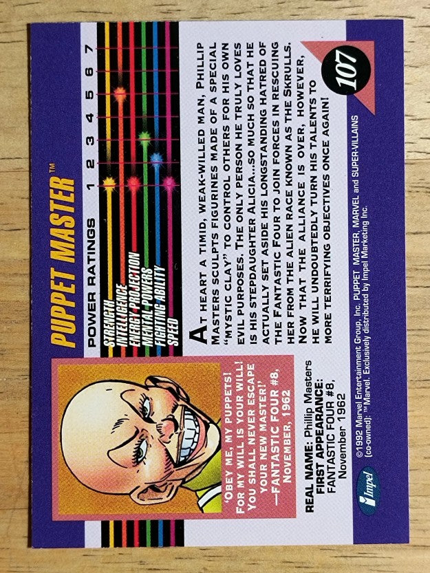 1992 Impel Marvel Universe III #107 Puppet Master