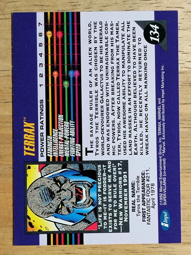 1992 Impel Marvel Universe III #134 Terrax