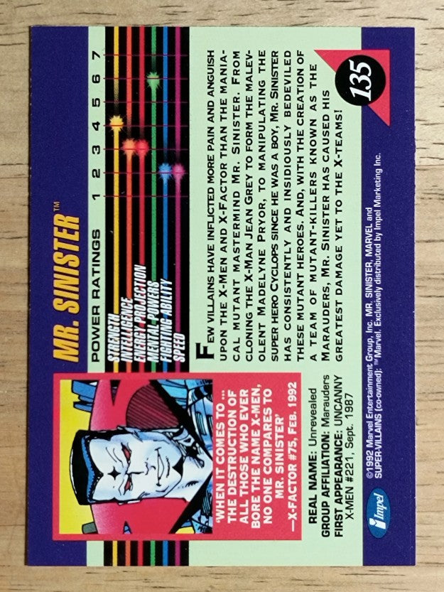 1992 Impel Marvel Universe III #135 Mr. Sinister
