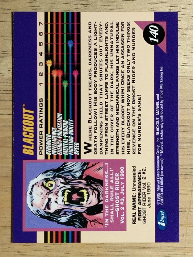1992 Impel Marvel Universe III #140 Blackout
