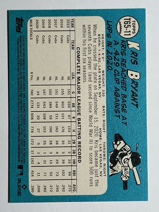 2021 Topps '65 Topps Redux #T6511 Kris Bryant