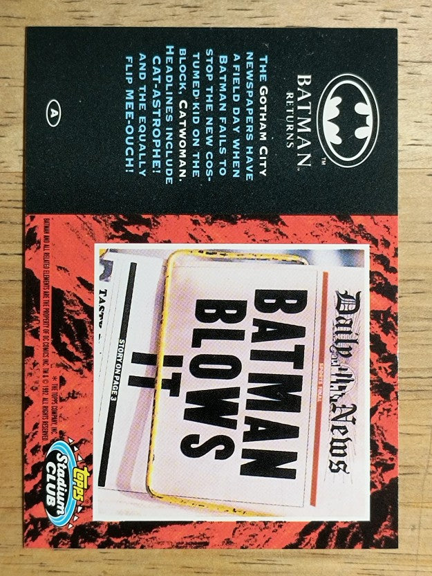 1992 O-Pee-Chee Batman Returns Stadium Club Inserts #A Batman Blows It