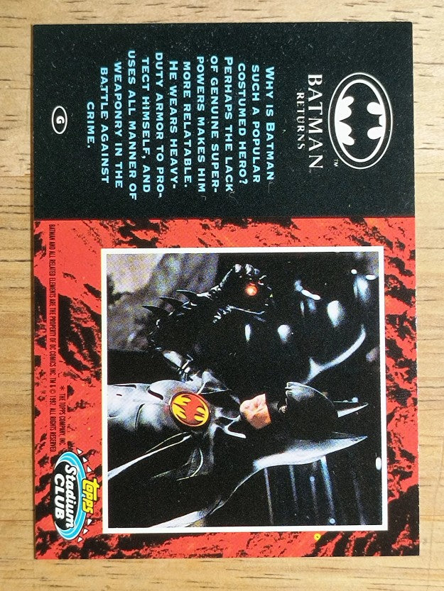 1992 O-Pee-Chee Batman Returns Stadium Club Inserts #G Why is Batman a popular