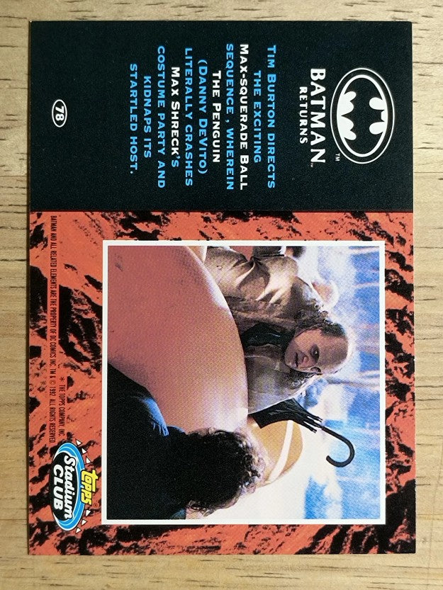 1992 Stadium Club Batman Returns 78 Tim Burton directs the exciting Max-squerade