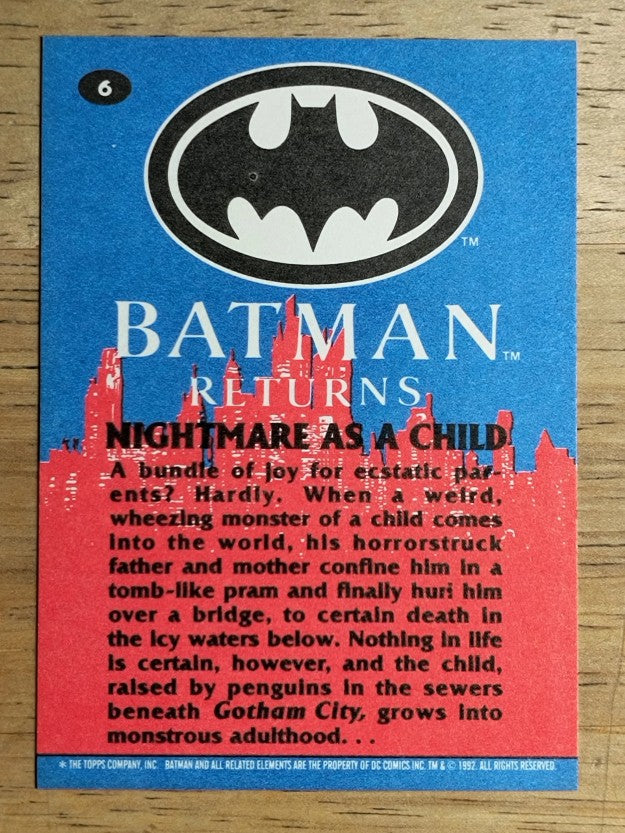1992 Topps Batman Returns #6 Nightmare as a Child