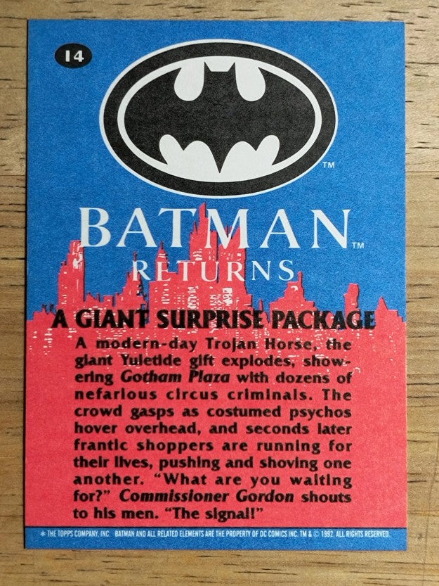 1992 Topps Batman Returns #14 A Giant Surprise Package