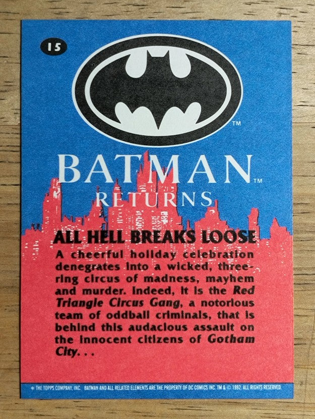 1992 Topps Batman Returns #15 All Hell Breaks Loose