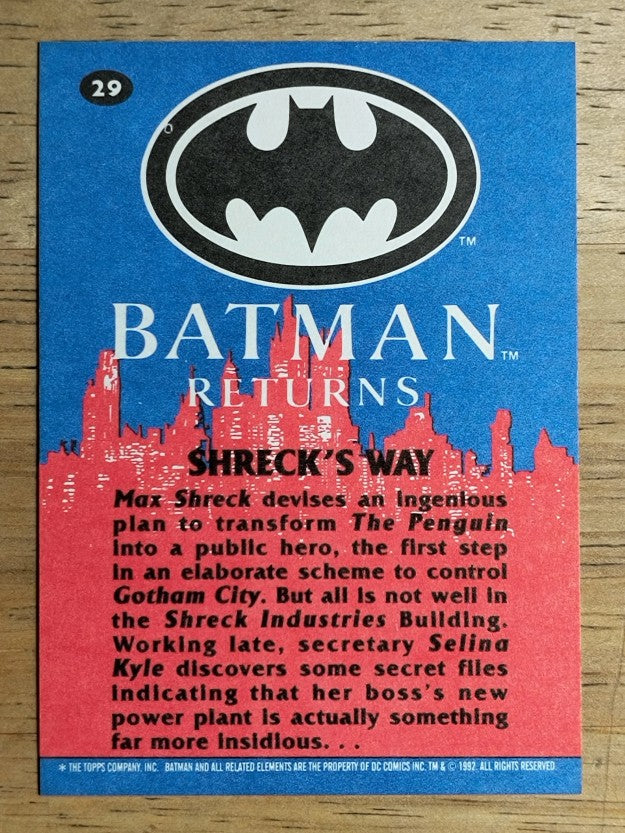 1992 Topps Batman Returns #29 Shreck's Way