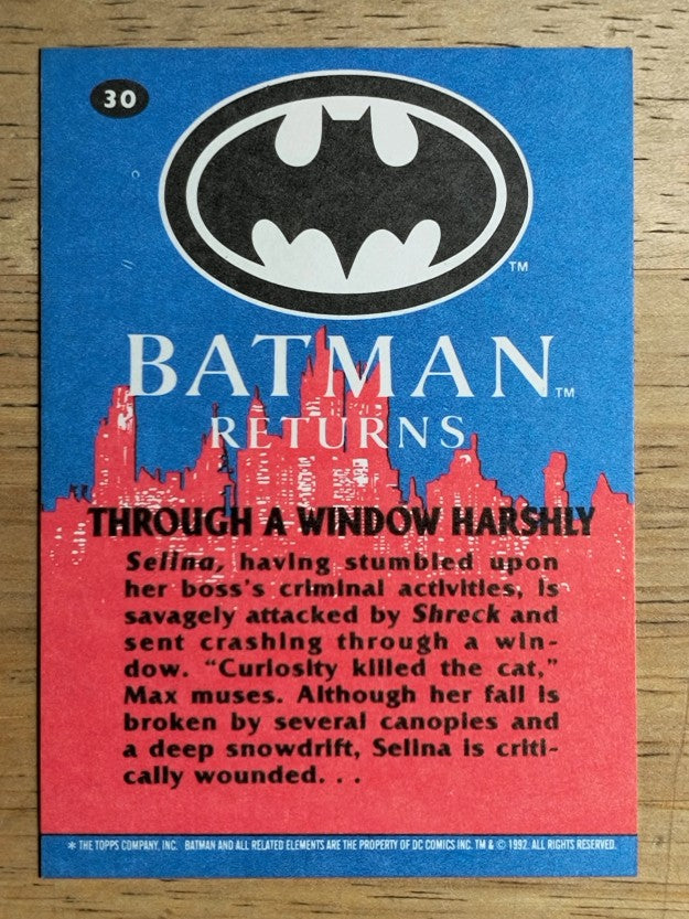 1992 Topps Batman Returns #30 Through a Window Harshly