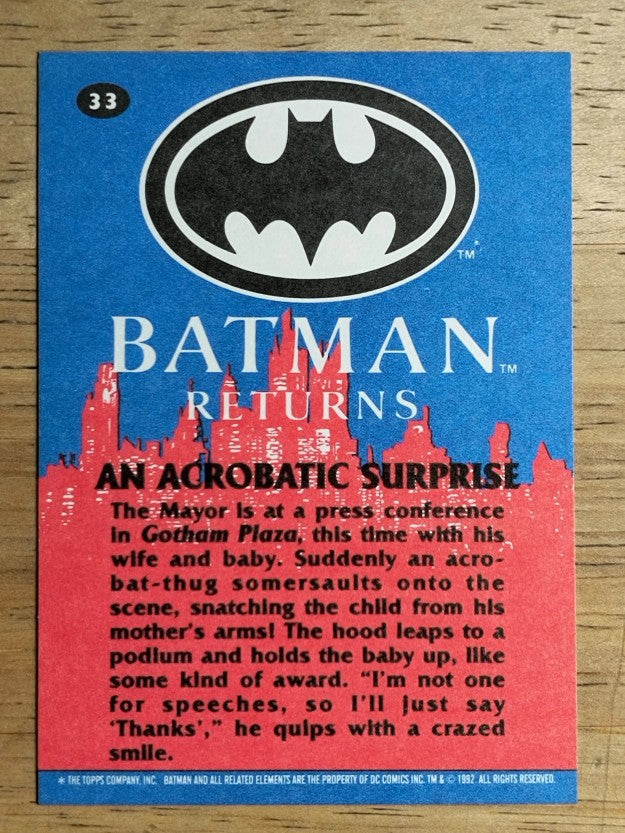 1992 Topps Batman Returns #33 An Acrobatic Surprise
