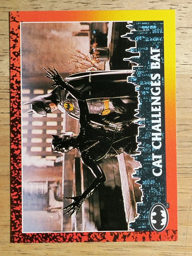 1992 Topps Batman Returns #43 Cat Challenges Bat