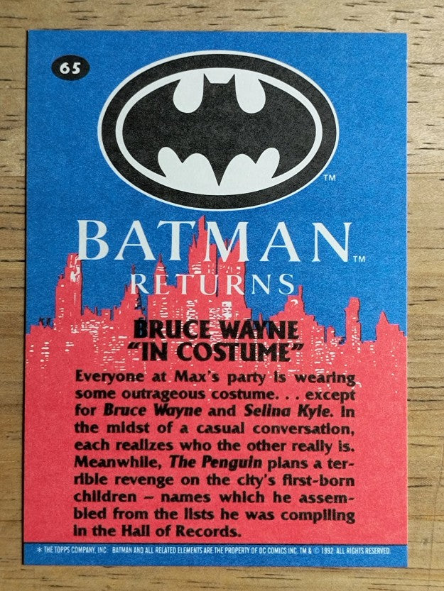 1992 Topps Batman Returns #65 Bruce Wayne In Costume