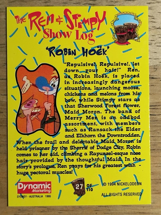 1995 Dynamic Marketing The Ren and Stimpy Show Australian #27 Hairway to moron