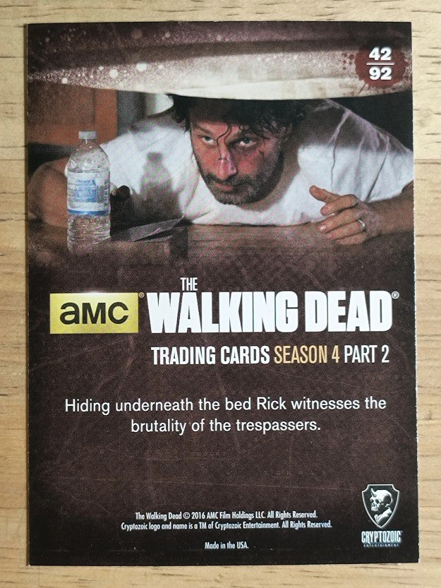 2016 Cryptozoic The Walking Dead Season Four Part 2 #42 Under the Bed