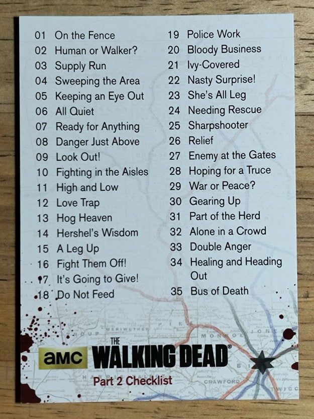2016 Cryptozoic The Walking Dead Season Four Part 2 #72 Checklist