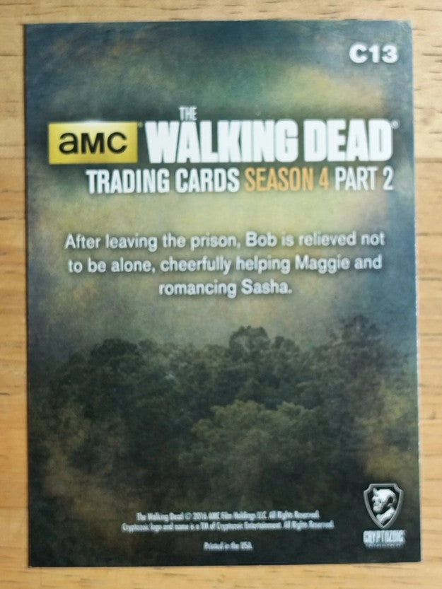 2016 The Walking Dead Season Four Part 2 Character Bios #C13 Bob Stookey