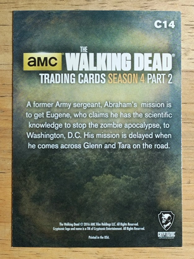 2016 The Walking Dead Season Four Part 2 Character Bios #C14 Abraham Ford