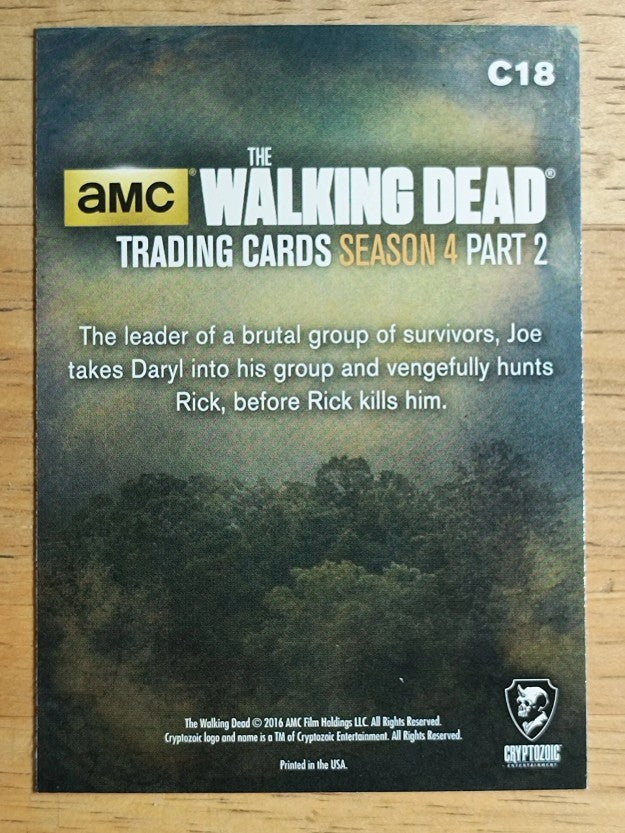 2016 Cryptozoic The Walking Dead Season Four Part 2 Character Bios #C18 Joe