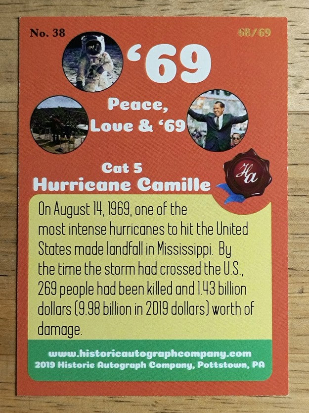 2019 Historic Autographs 1969 #38 Hurricane Camille hit