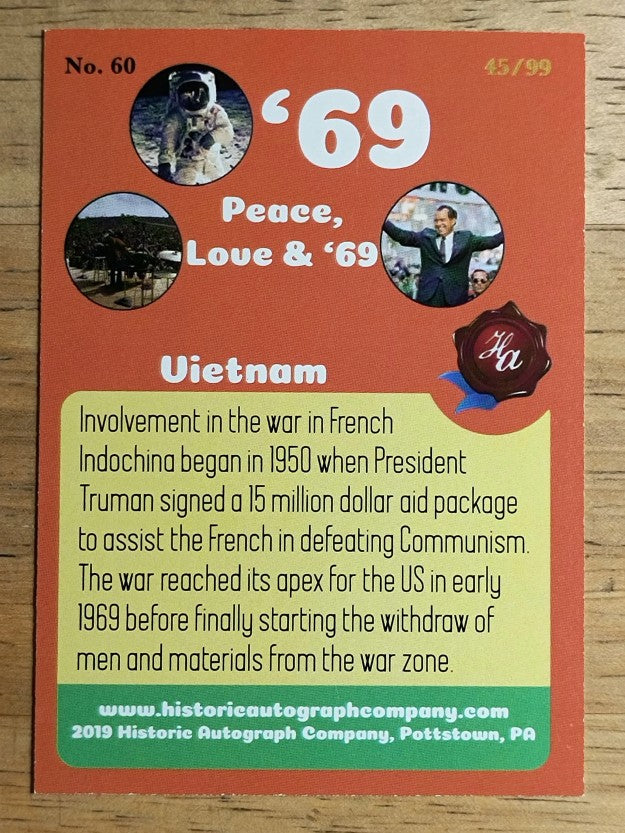 2019 Historic Autographs 1969 #60 Vietnam