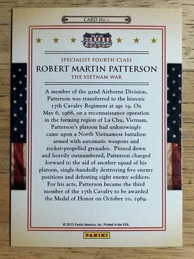 2012 Americana Heroes and Legends Medal of Honor #3 Robert Martin Patterson