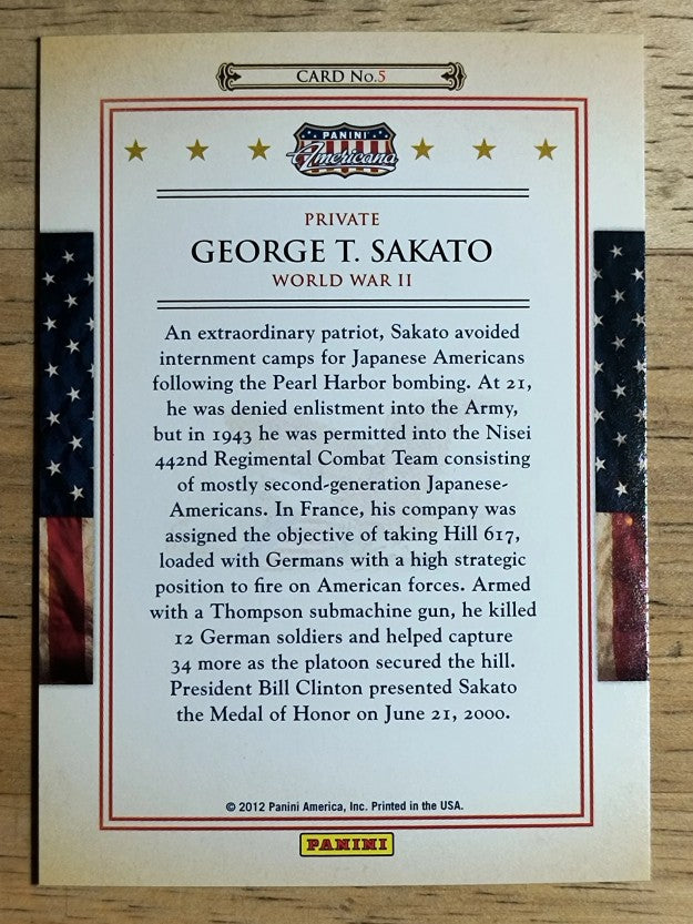 2012 Americana Heroes and Legends Medal of Honor #5 George T. Sakato
