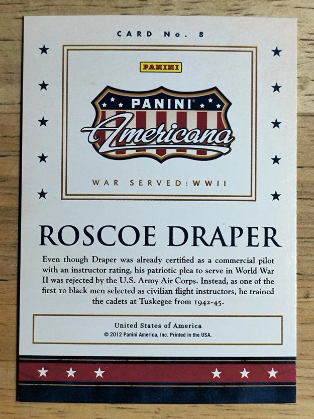 2012 Americana Heroes and Legends Military Elite #8 Roscoe Draper