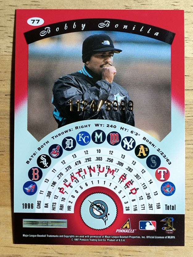 1997 Pinnacle Totally Certified Platinum Red #77 Bobby Bonilla