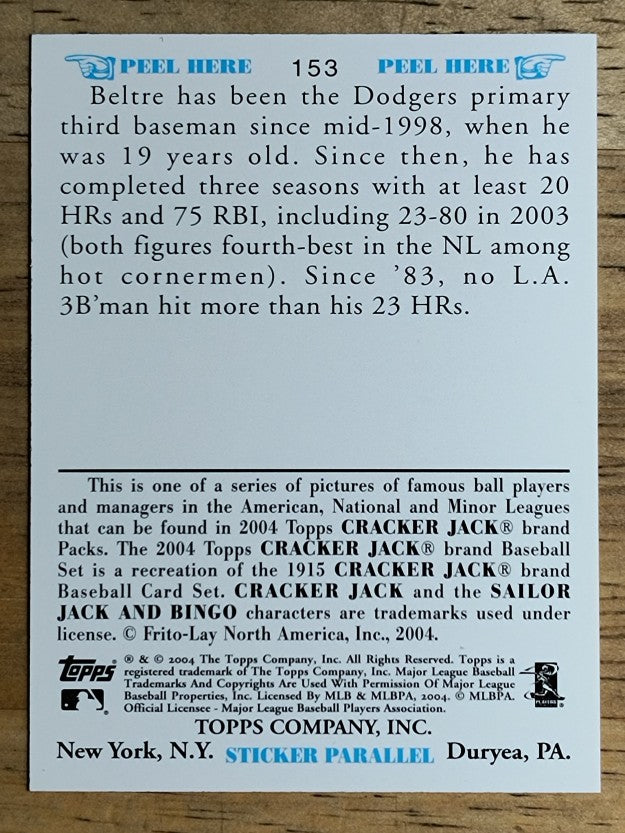 2004 Topps Cracker Jack Mini Stickers #153 Adrian Beltre