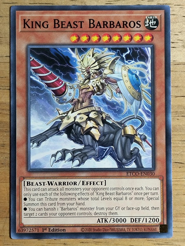 2020 Yu-Gi-Oh Eternity Code 1st Edition #ETCOEN030 King Beast Barbaros C