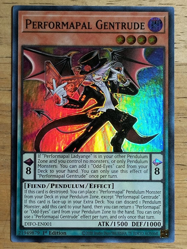 2022 Yu-Gi-Oh Dimension Force 1st Edition #DIFOEN001 Performapal Gentrude SR