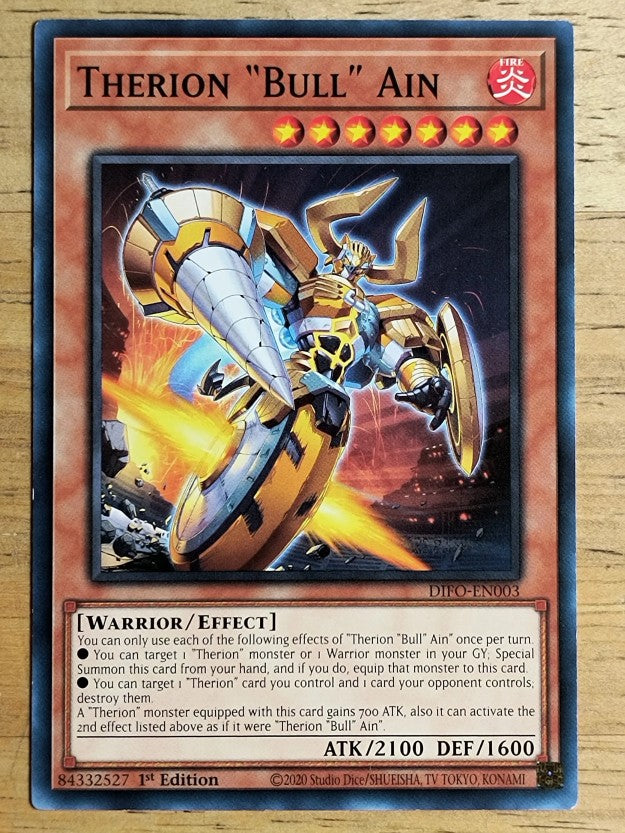 2022 Yu-Gi-Oh Dimension Force 1st Edition #DIFOEN003 Therion Bull Ain C