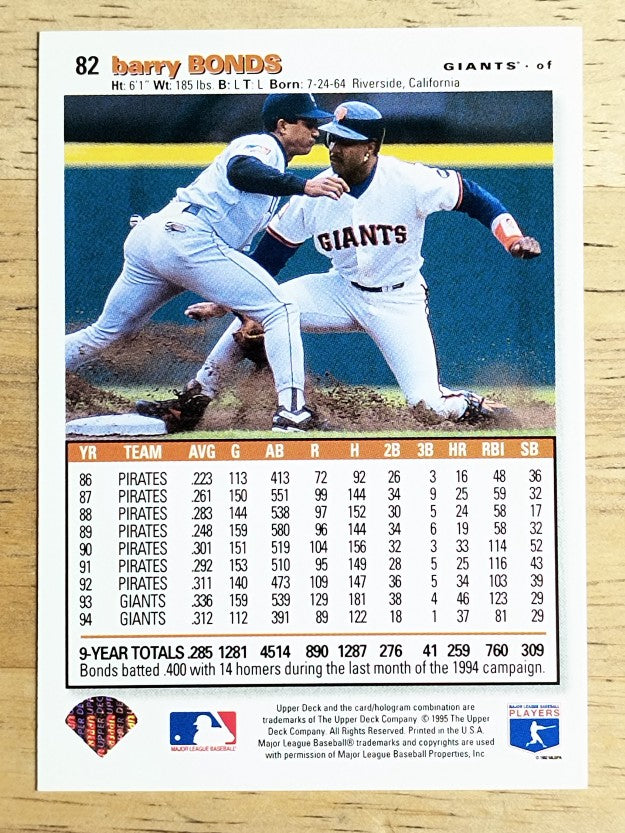 1995 Collector's Choice #82 Barry Bonds