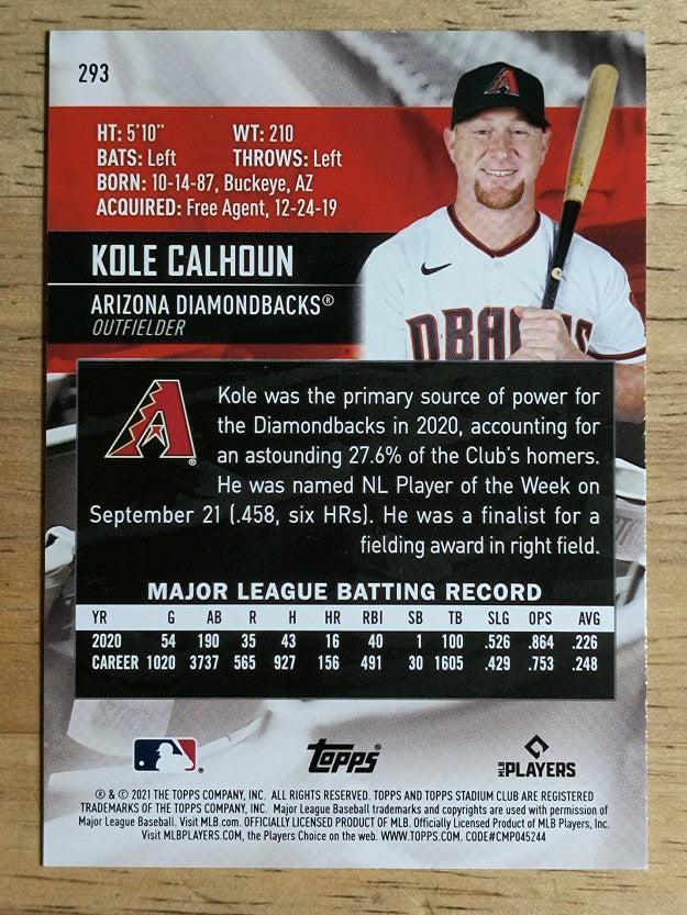 2021 Stadium Club #293 Kole Calhoun