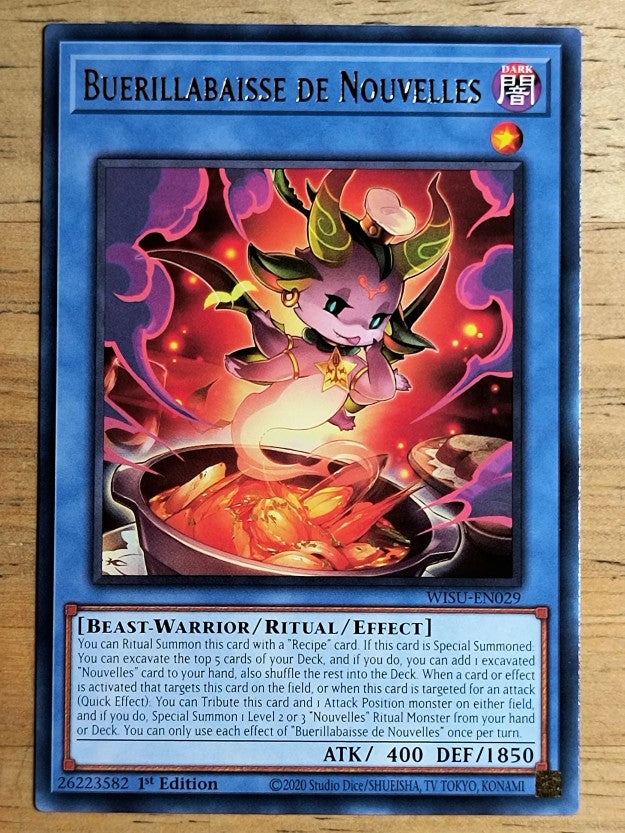 2023 Yu-Gi-Oh Wild Survivors 1st Edition WISUEN029 Buerillabaisse de Nouvelles R