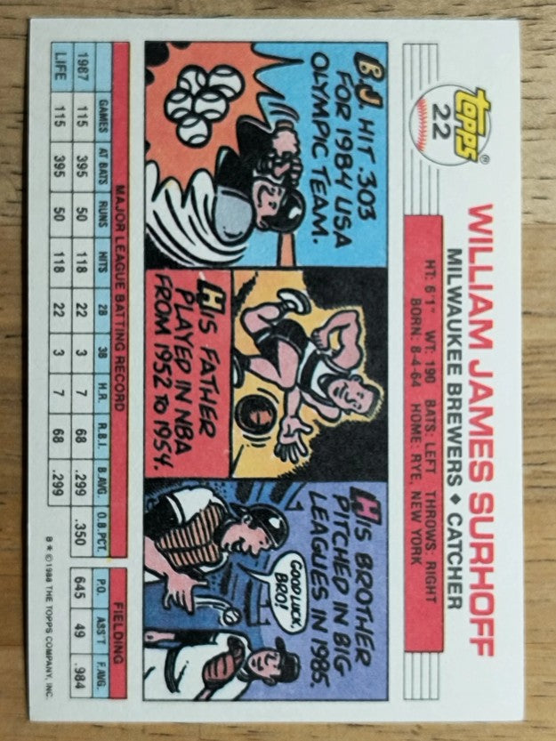 1988 Topps Big #22 B.J. Surhoff